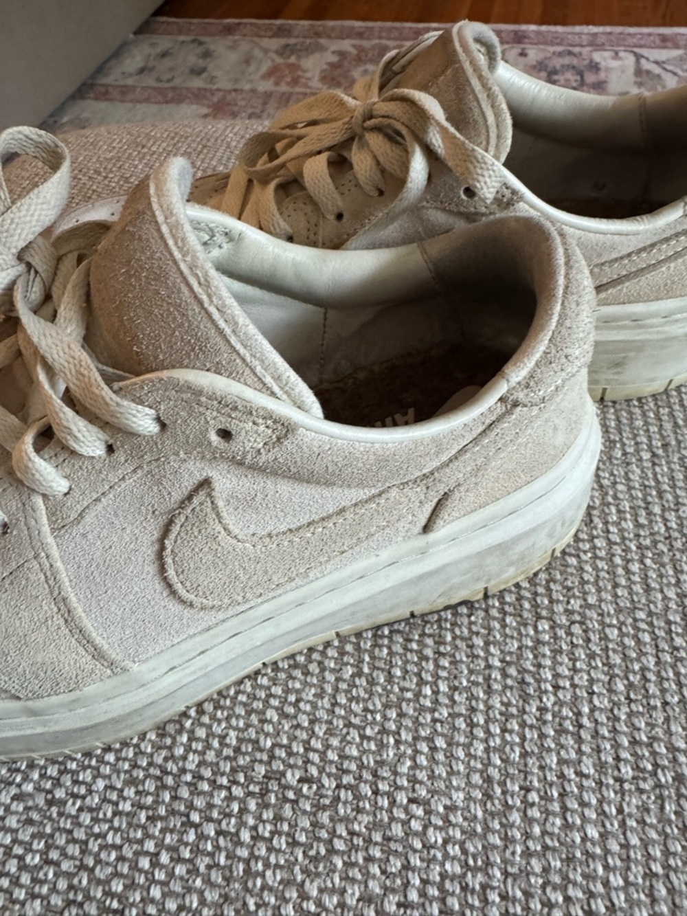 Nike Beige Suede Platform Sneakers